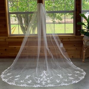 NEW!!! TERRY COSTA 3 Meter’s Ivory Lace Veil.